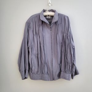 Vintage Lavender Silk Tracksuit by La Perle - Size M